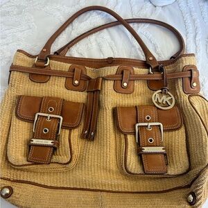 Michael Kors Woven Tan and Brown Shoulder Bag